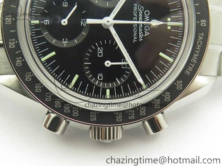 0419 Durable Speedmaster Professional SS OMF Best Edition Black Dial on SS Bracelet Manual Winding Chrono Movement 7995